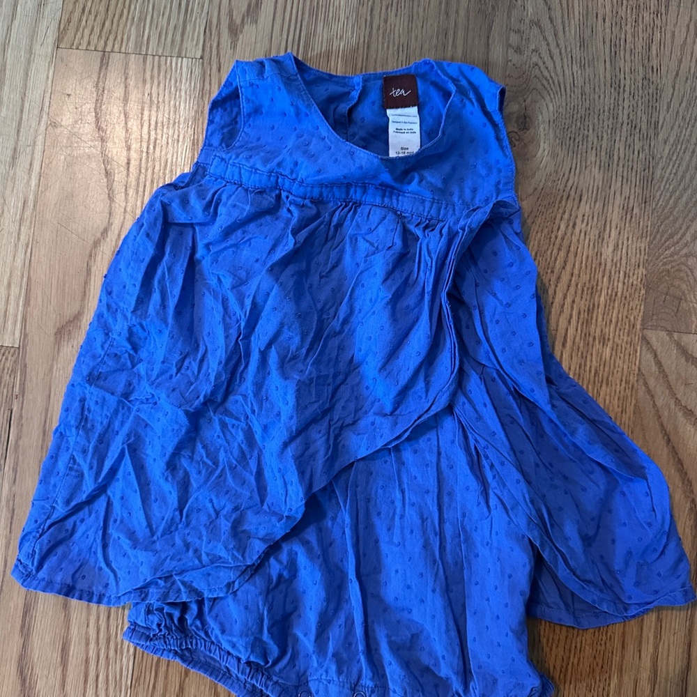 Tea Collection Swiss Dot Blue Baby Romper
